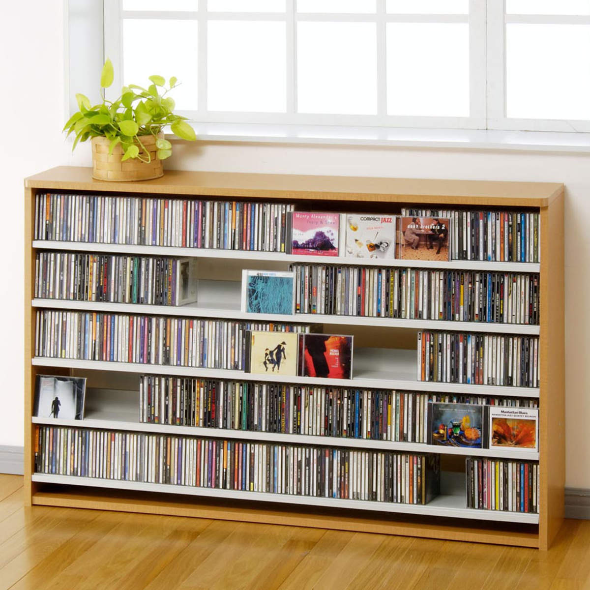 CDラック　CDスタッカー　タワー　大容量 CDラック 幅139.2cm 5段 大量収納ストッカー （ ラック 棚 収納