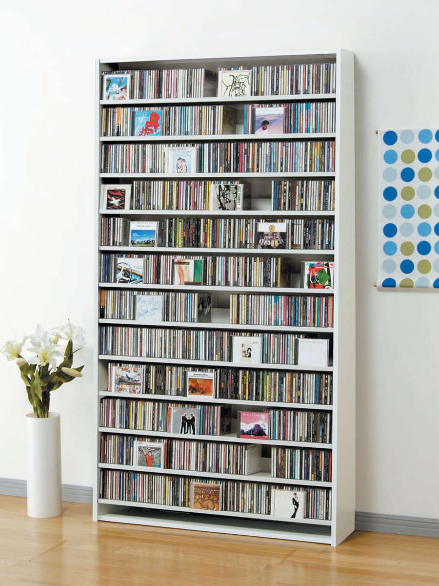 1990's 海外製CDラック（最大320枚収納） CDラック 幅109cm 12段 大量収納ストッカー （ ラック 棚 収納