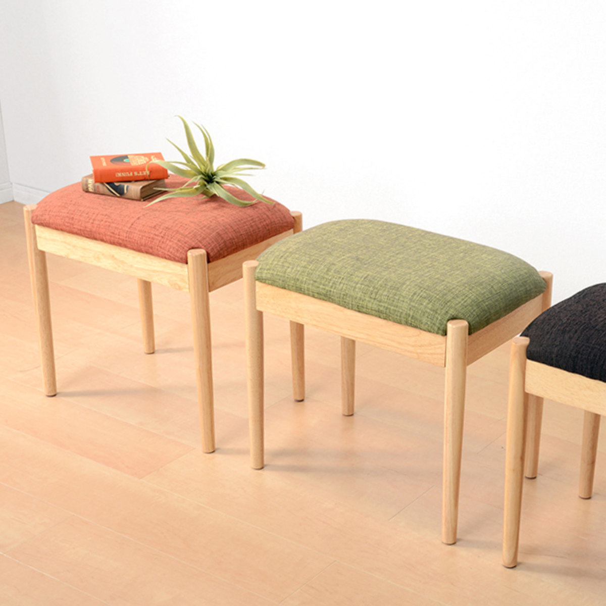 スツール 角型 木製 ナチュラルフレーム 高さ43cm （ 椅子 いす 天然木