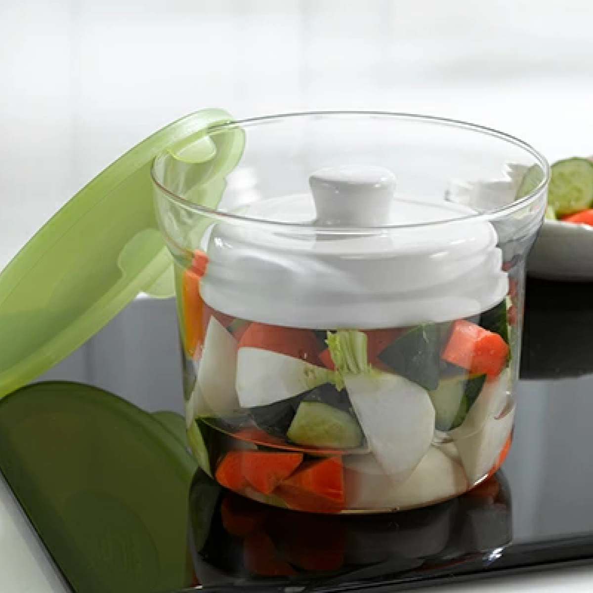 保存容器 耐熱ガラス製 一夜漬けポット 15cm 1.8L （ 電子レンジ対応