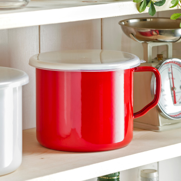 保存容器 ホーローフードストッカーハンドル付 丸型 12cm 1.1L ガス火