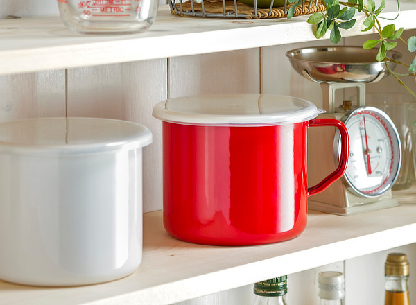 保存容器 ホーローフードストッカーハンドル付 丸型 14cm 1.9L ガス火