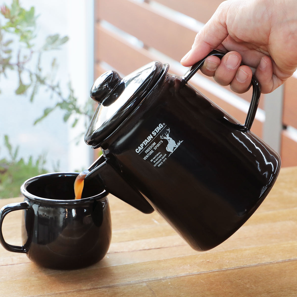 CS BLACK LABEL ケットル ホーロー 750ml キャプテンスタッグ ブラック