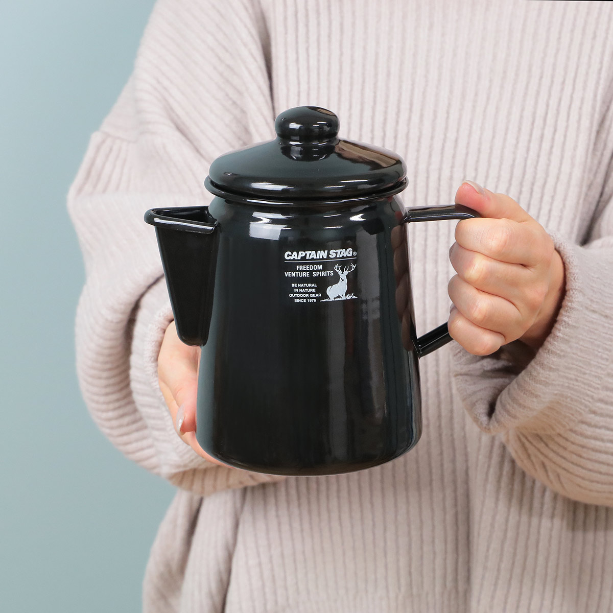 CS BLACK LABEL ケットル ホーロー 750ml キャプテンスタッグ ブラック