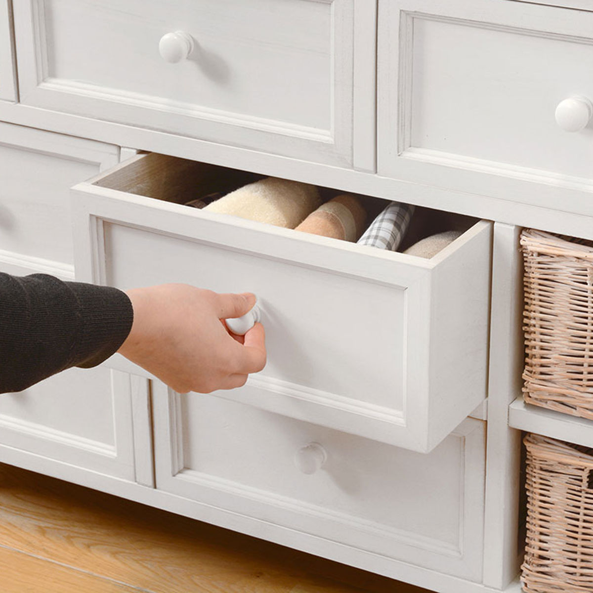 桐ムク板 90ローチェスト ガリバー 天ポリ化粧合板 引出底板9mm積層