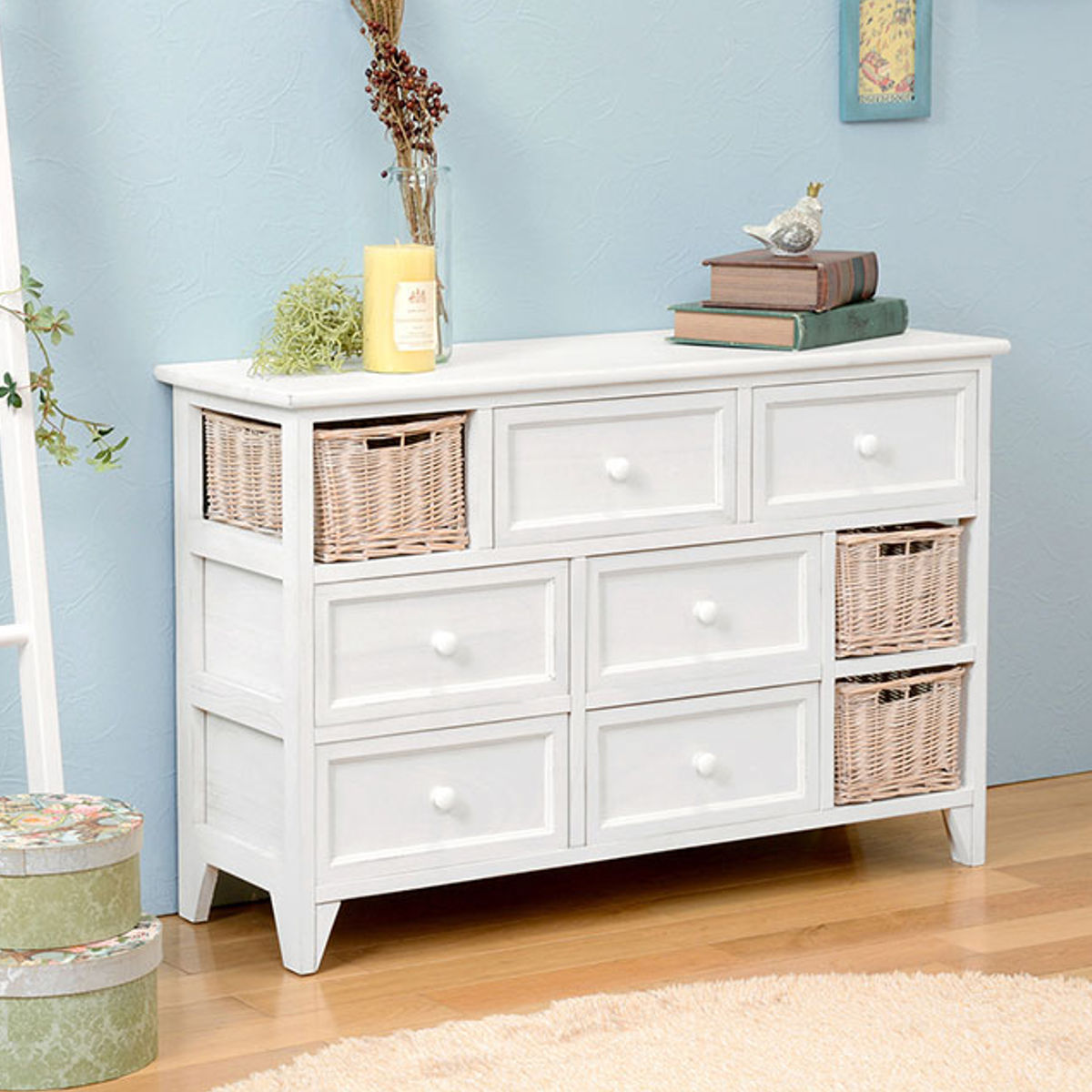 チェスト　３段　美品 チェスト たんす タンス 3段 幅110cm ホワイト 白 北欧 完成品 収納