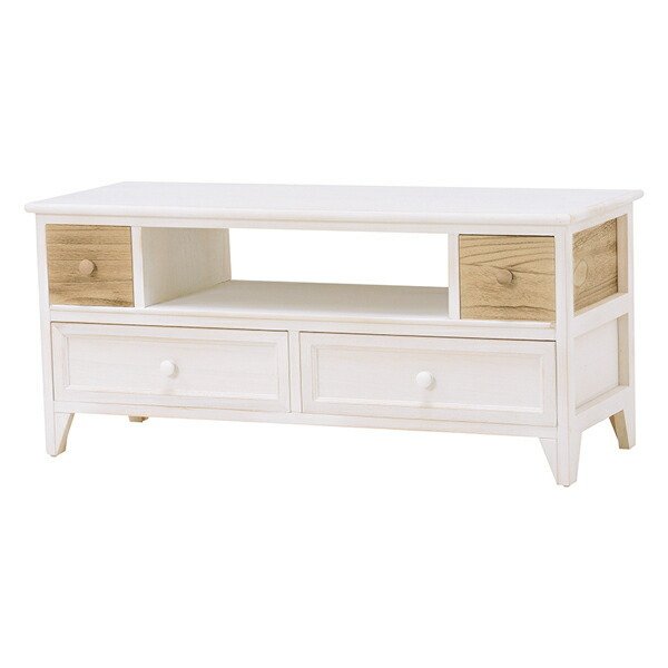 テレビ台 ローボード 天然木 アンティーク調 シャビーウッド 幅115cm