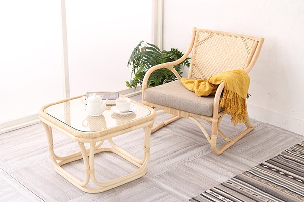 籐 ラタンチェア アーム付 WAHOO 幅57cm （ 椅子 イス いす チェア