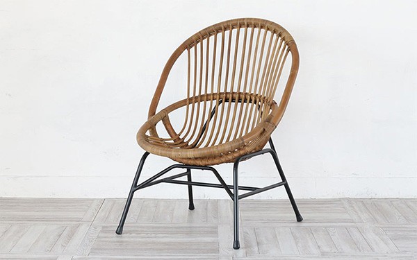 □在庫限り・入荷なし□ 籐 デザインチェア アイアン脚 Breeze 幅65cm
