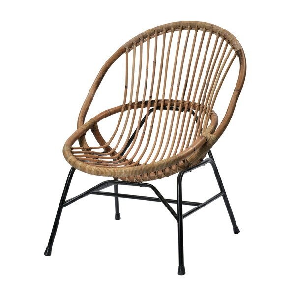 □在庫限り・入荷なし□ 籐 デザインチェア アイアン脚 Breeze 幅65cm