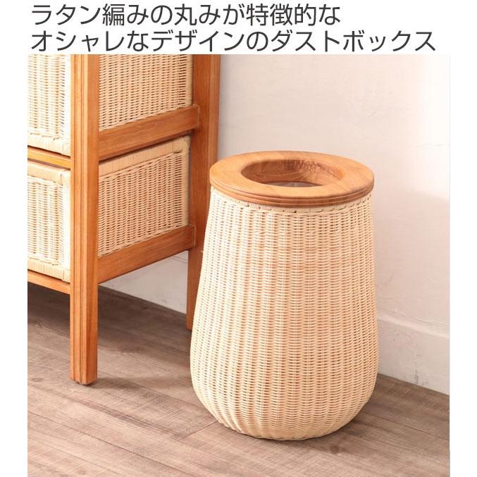 籐 バスケット 木製フタ Breeze 高さ45cm （ ゴミ箱 ゴミ入れ ラタン