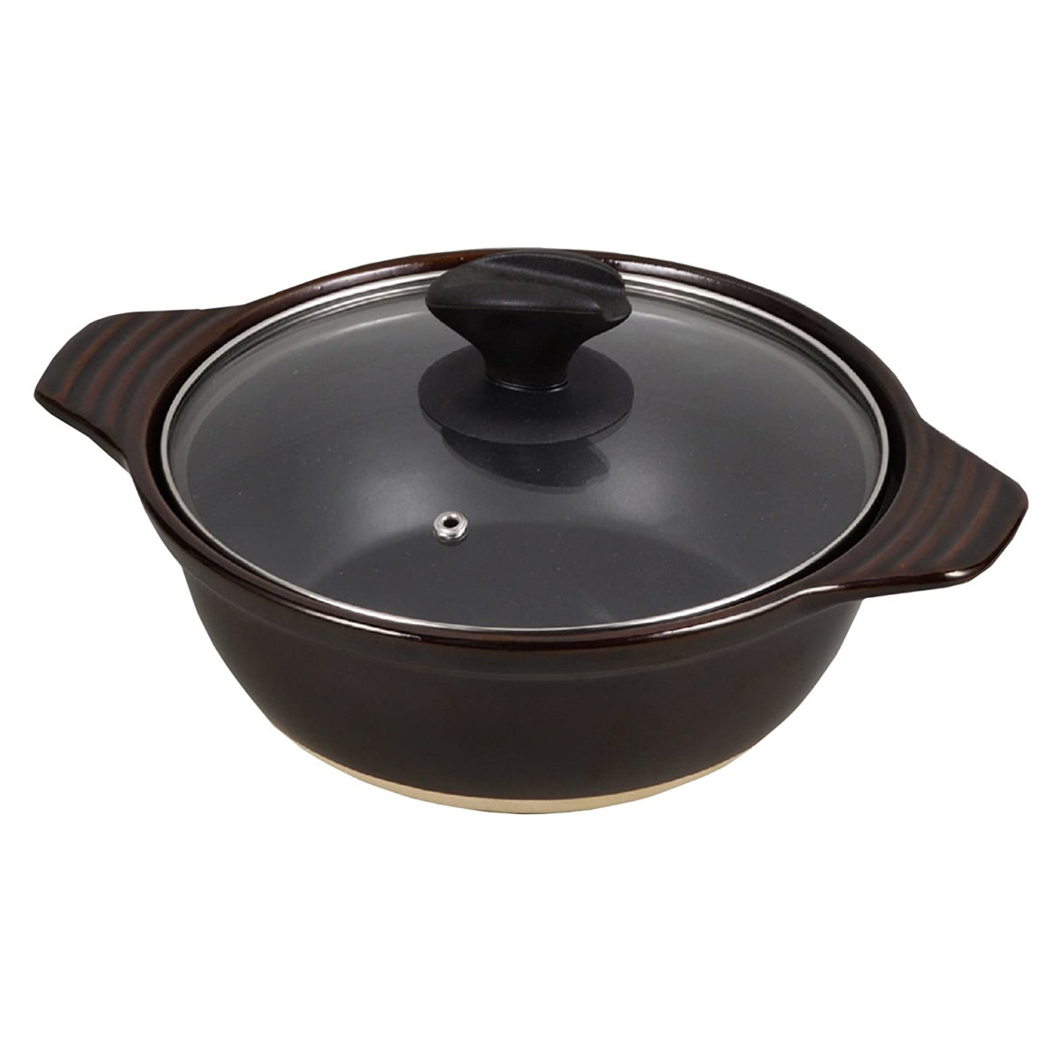 パール金属 土鍋 ファントゥクック 陶器製ガラス蓋付卓上鍋 24cm ガス