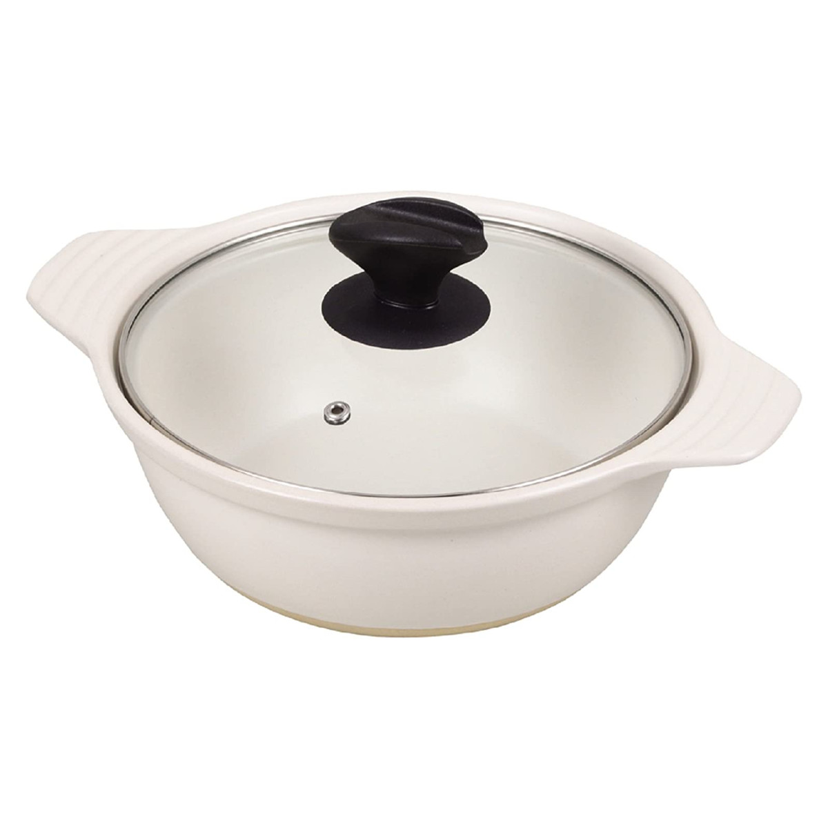 パール金属 土鍋 ファントゥクック 陶器製ガラス蓋付卓上鍋 24cm ガス