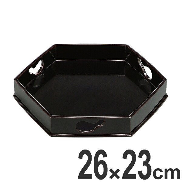 盛器 木製 8.5寸 六角胴張流 ひさご透 溜漆 漆塗 盛皿 越前漆器 盛込台