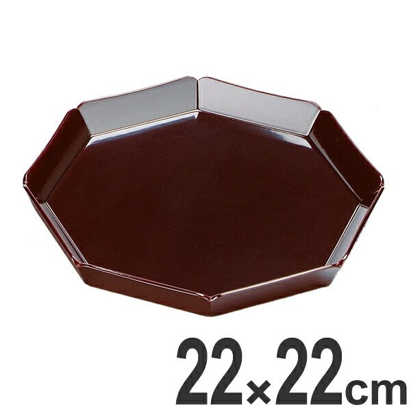盛器 木製 7.2寸 八角 輪華 溜 漆塗 盛皿 越前漆器 盛込台 盛り皿 皿 食器 業務用 （ 輪花皿 天皿 八寸 盆 付出皿 前菜皿 器 うつわ 和食器 ）