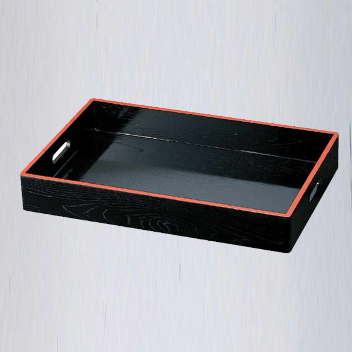 福井クラフト お盆 トレー 木製 尺2 料理箱 黒天朱 目はじき塗装 越前