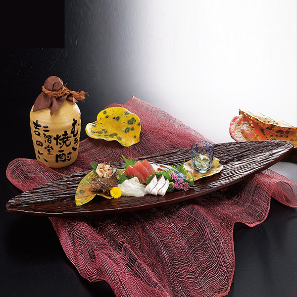 盛器 木製 2尺2寸 九頭竜 筏皿 小判皿 溜漆塗 漆塗り 漆器 皿 食器