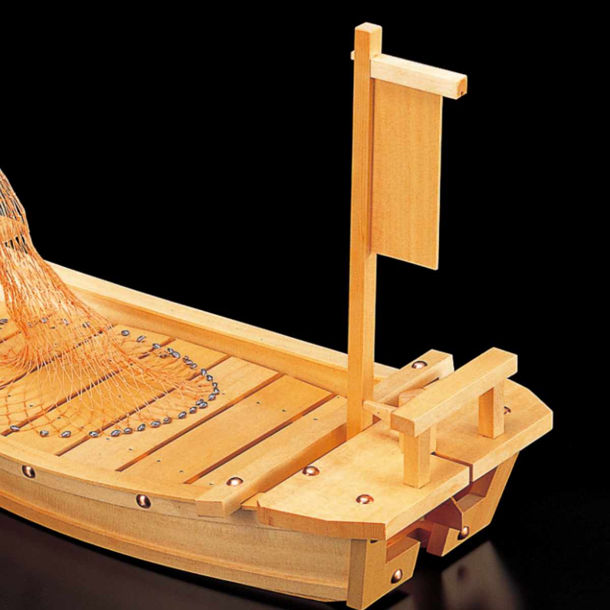 福井クラフト 盛器 木製 2.5尺 玄海大漁舟 網付き 舟形 皿 食器 刺身