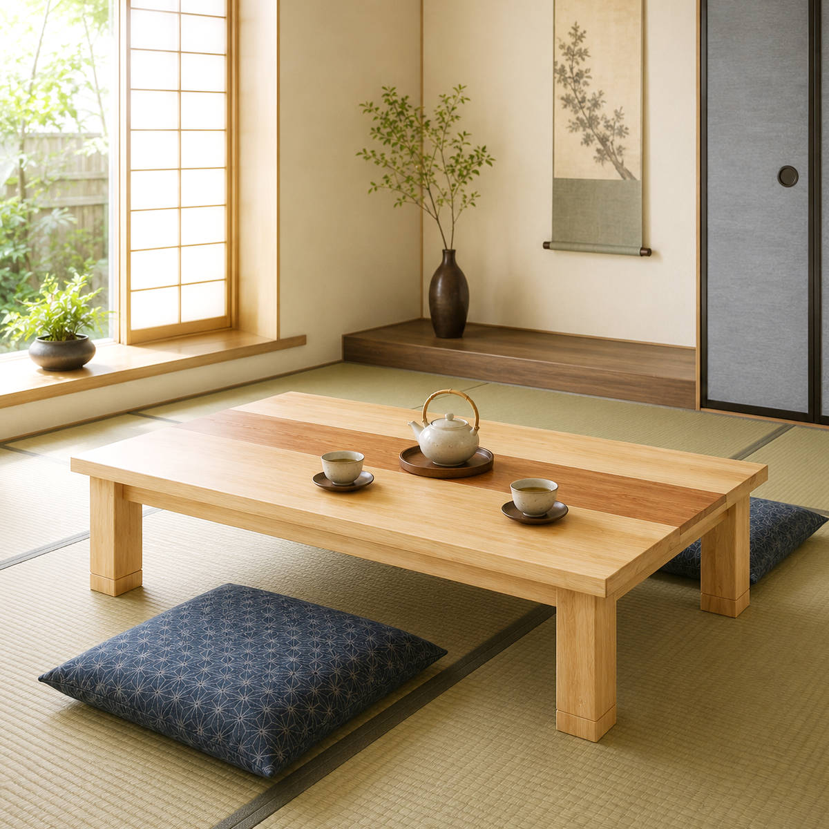 座卓 幅120cm 継ぎ脚付き 突板仕上げ ジュン 家具調こたつ 日本製