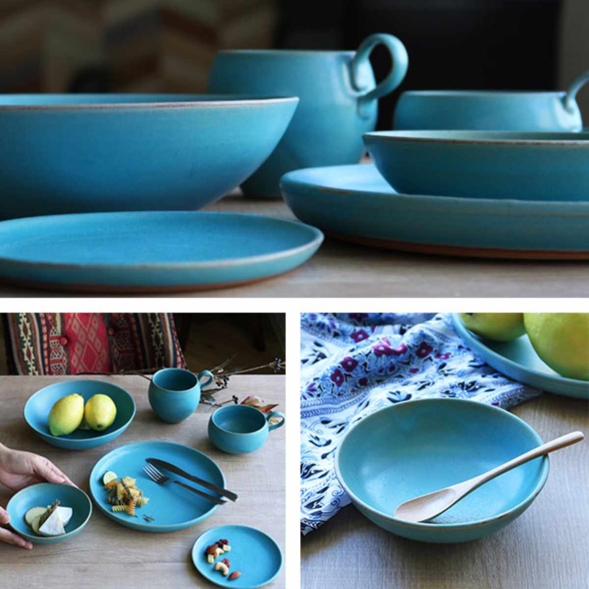 ⭐️笠間焼⭐️緑色ストライプ模様陶器ボウル2個セット⭐️ ボウル 14cm Blueシリーズ 陶器 食器 笠間焼 日本製 （ 皿 小鉢 小皿
