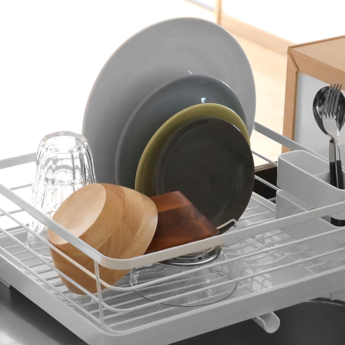 アスベル（ASVEL） 水切りラック ポゼ 水が流れるトレー付水切り