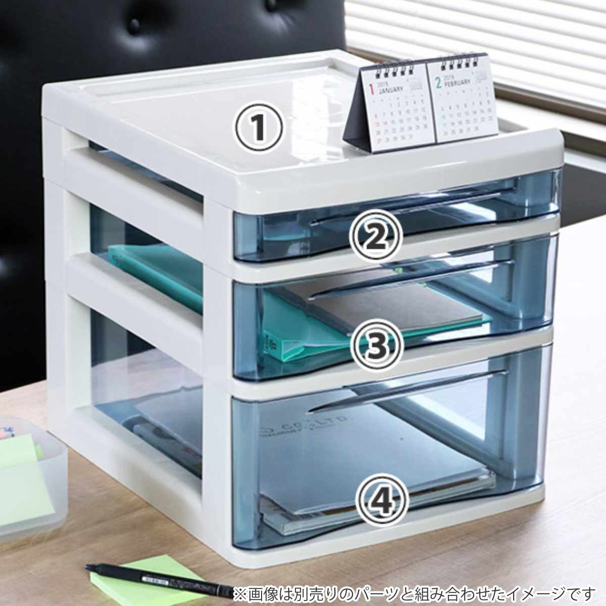 山田化学 卓上収納 フロアーケーススタックチェストB4 セパレート 浅型