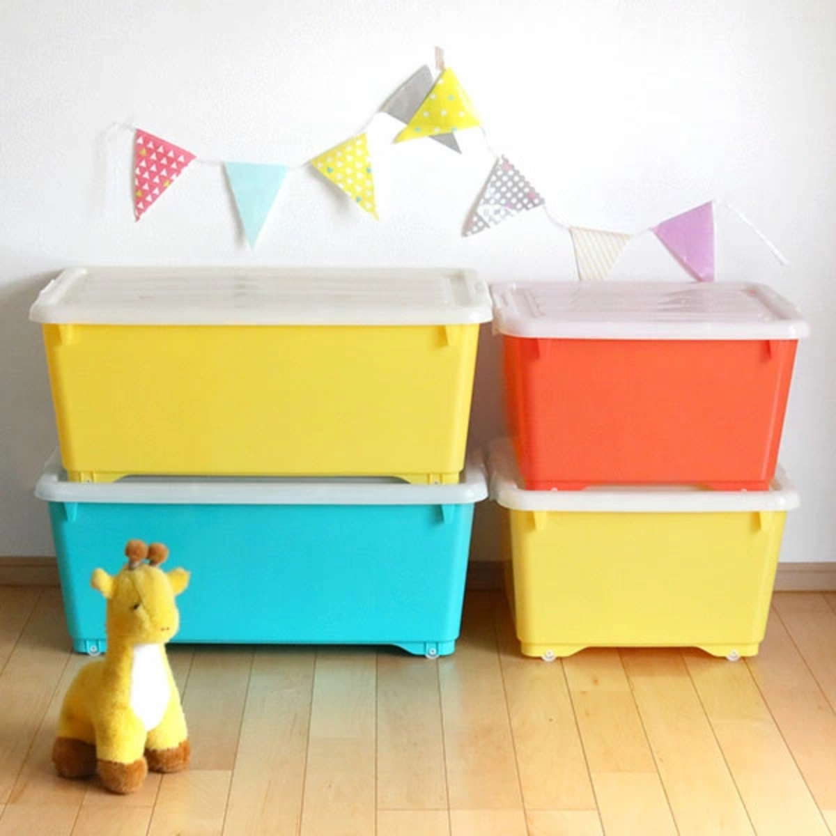 JEJアステージ 収納ボックス ふた付き 同色2個セット 約 幅40×奥行74