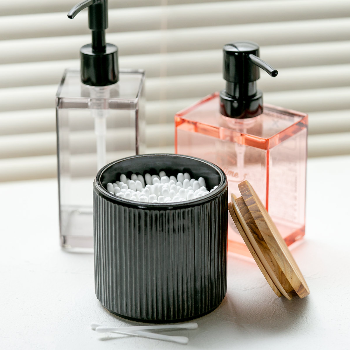 LOLO（ロロ） 保存容器 420ml 陶器 丸型 木蓋付き SALIU （ サリュウ
