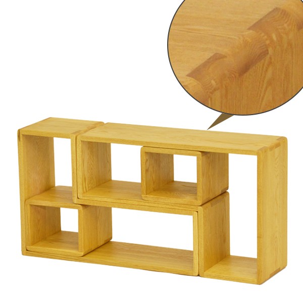 久和屋 ディスプレイラック 2個組 無垢材 ボックス付 フリーラックL型