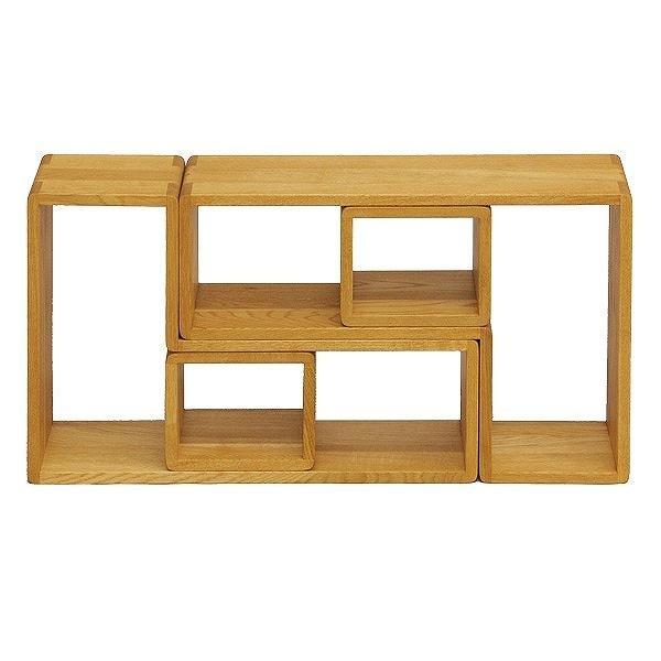 久和屋 ディスプレイラック 2個組 無垢材 ボックス付 フリーラックL型