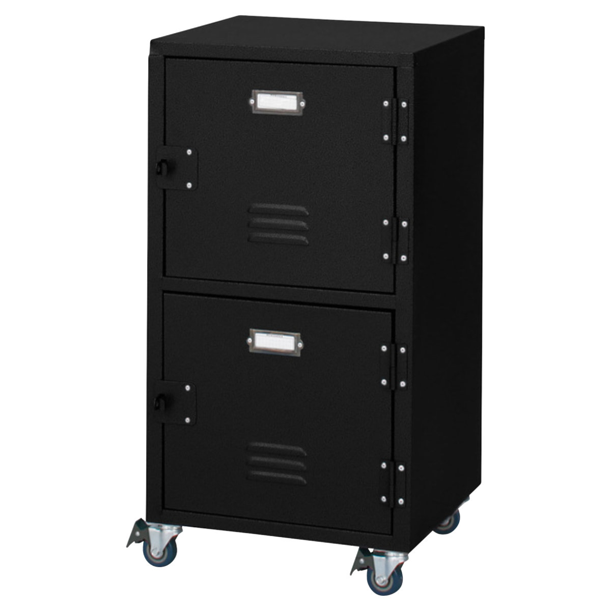 スチールラック 幅39cm 2段 扉付 ロッカー風 キャスター付 RALD