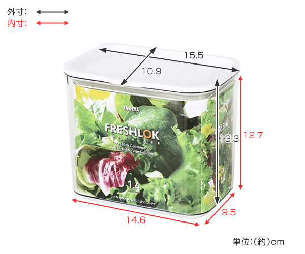 TAKEYA（タケヤ） 保存容器 フレッシュロックコンテナ M 1.4L （ 密閉