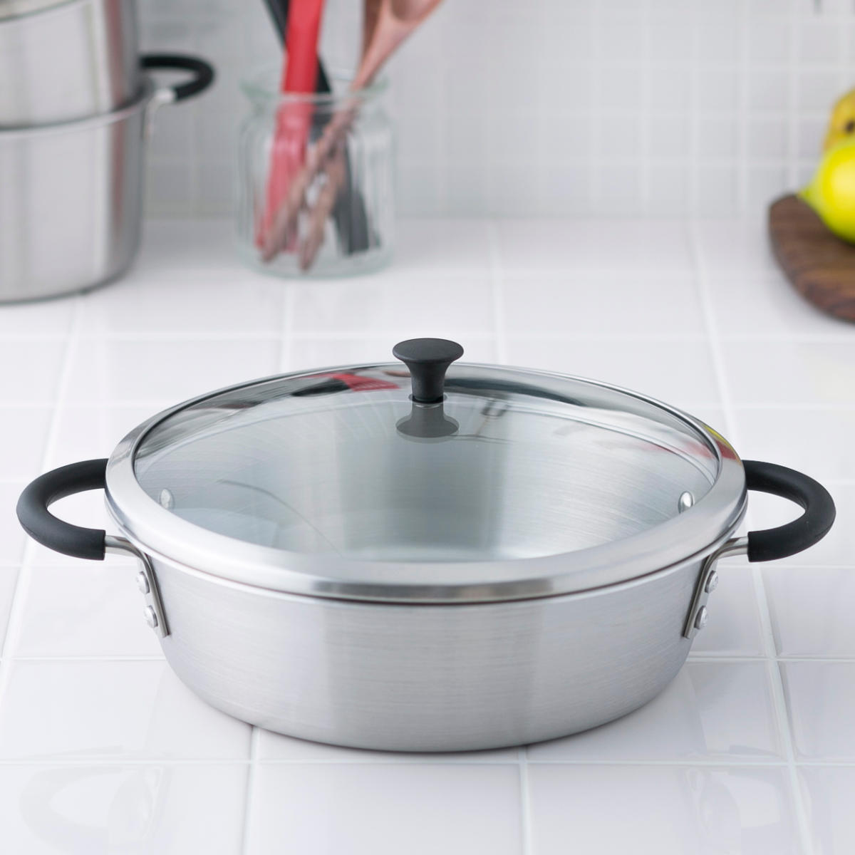 貝印 両手鍋 23cm IH対応 ガラス蓋付き 卓上鍋 O.E.C. minima 脇雅世