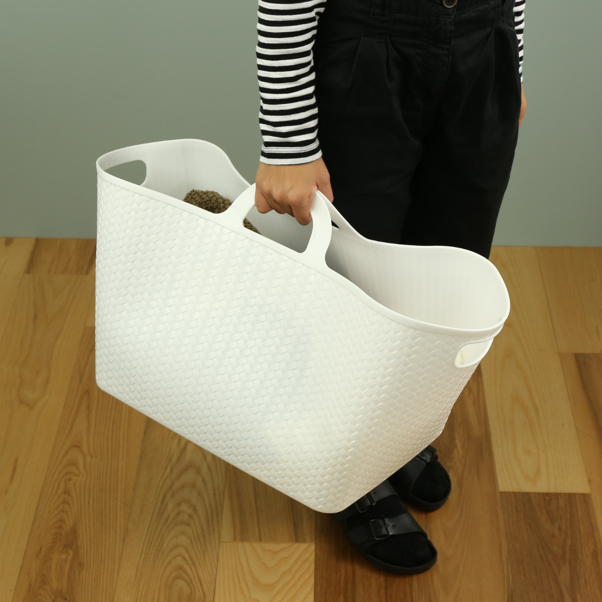 バスケット 持ち手付き 約 幅47.5×奥行32×高さ35.2cm アミーゴバケット