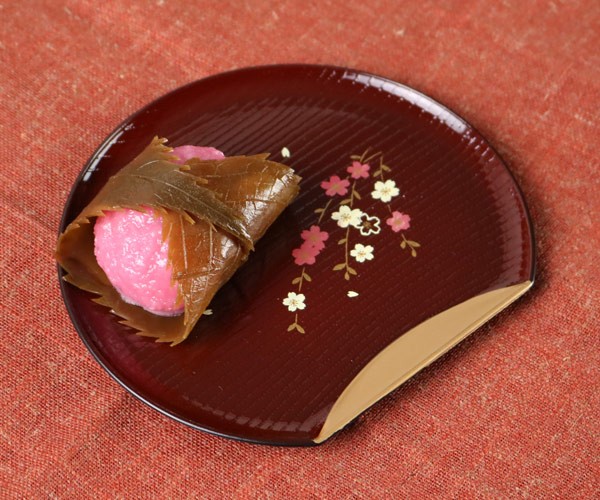 銘々皿 半月皿 溜渕金 花さくら 漆器 和菓子 皿 食器 日本製 同色5枚