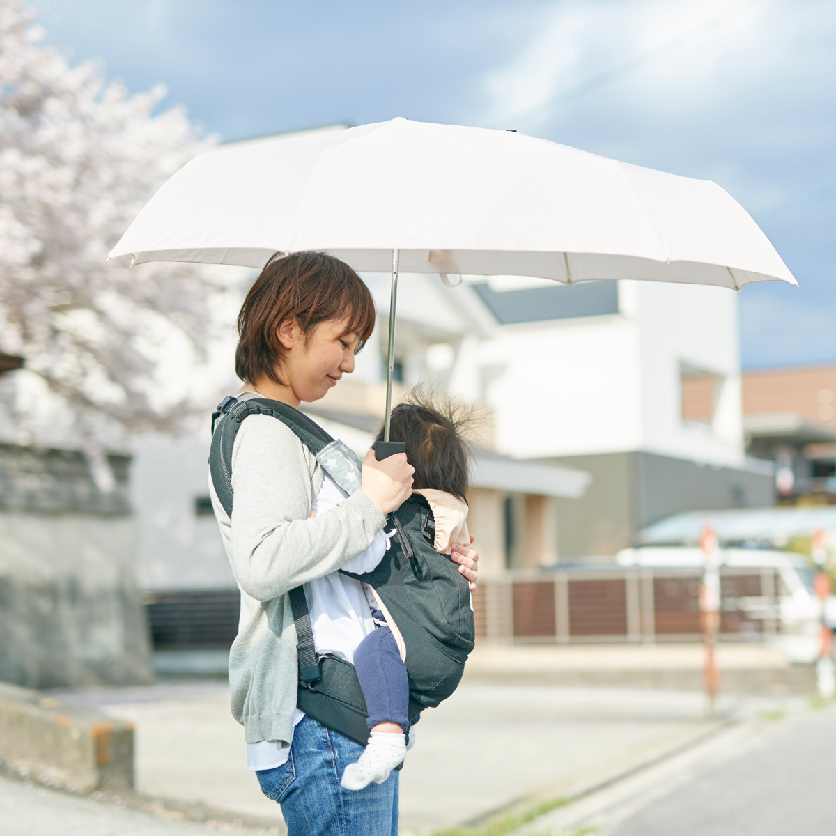 アンファンス 折りたたみ傘 晴雨兼用 軸をずらした傘 シェアリー