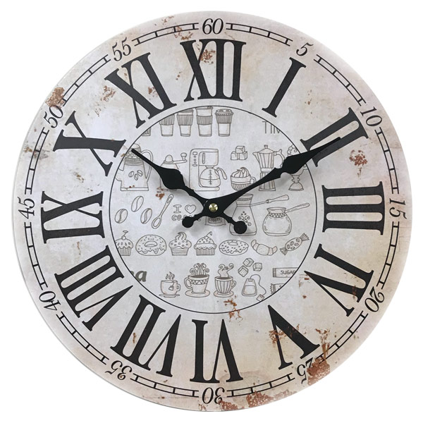 掛け時計 33cm カフェタイム 3 モチーフクロック Cafe Time