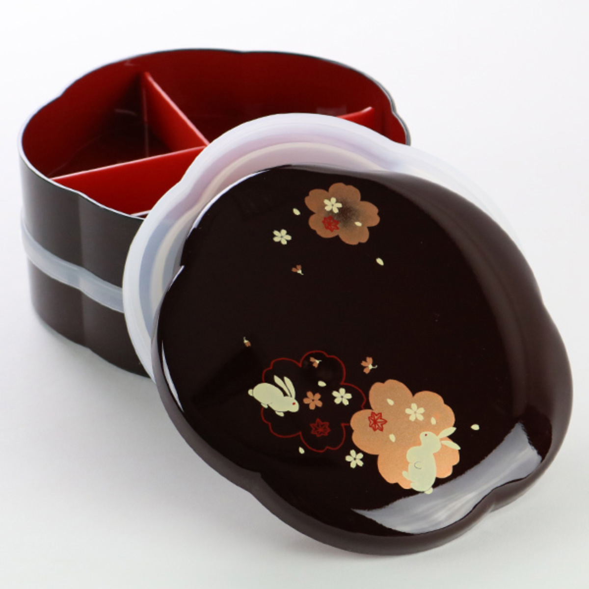 宮本産業 お弁当箱 6.5梅型オードブル 溜 夢春秋 シール蓋付 1800ml