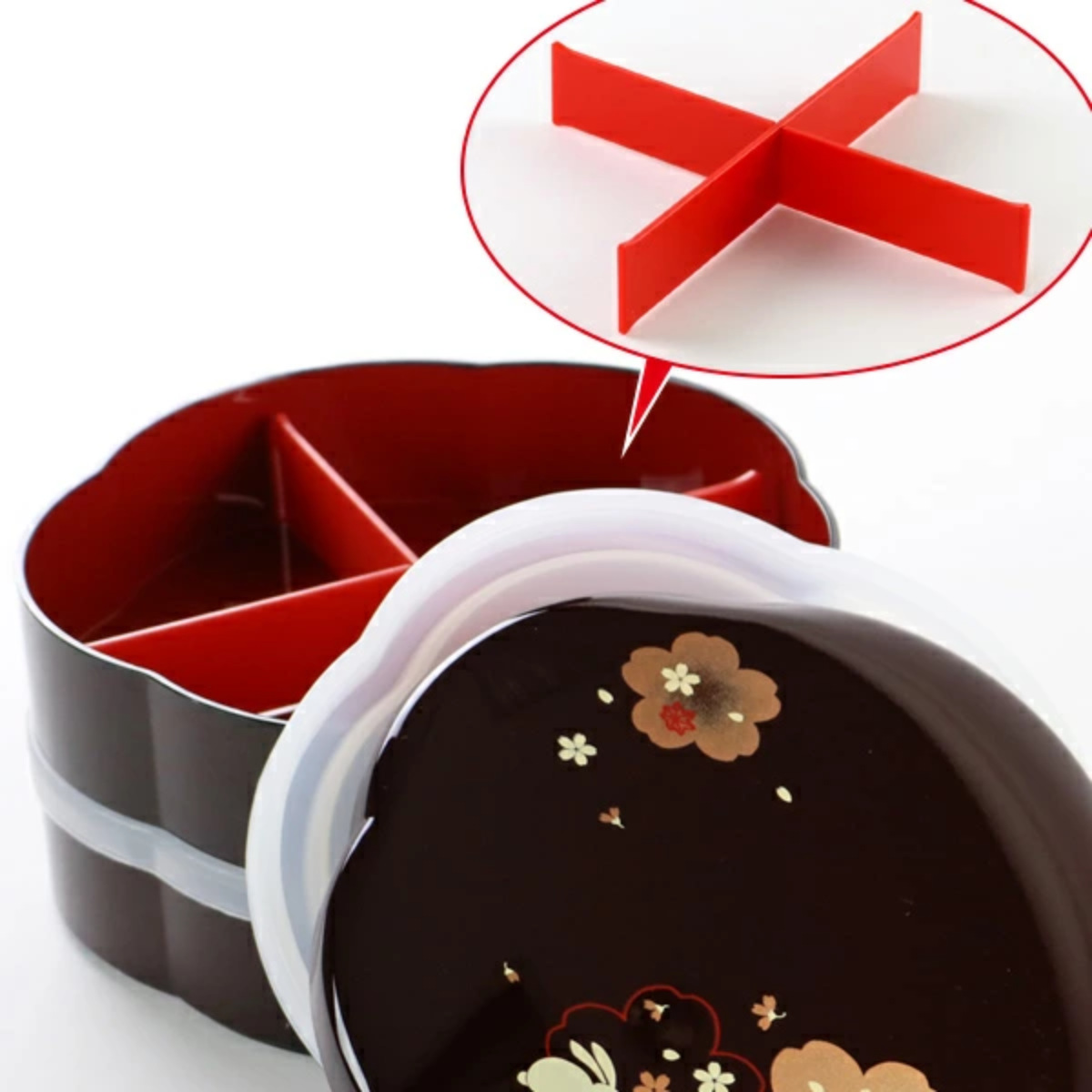 宮本産業 お弁当箱 6.5梅型オードブル 溜 夢春秋 シール蓋付 1800ml