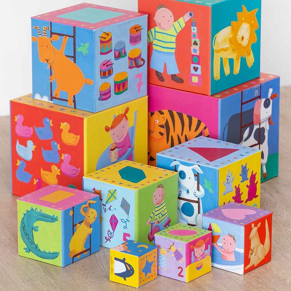 スタッキングトイ ファニー キューブブロック 10個 幼児 知育玩具