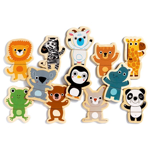 パズル クク ジャングル 12種類 24ピース マグネット 木製 組み合わせ おもちゃ 知育玩具 ジェコ Djeco マグネットパズル 組み合わせ 動物 リビングート Paypayモール店 通販 Paypayモール