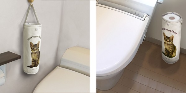 猫プリントロールペーパー収納 トイレットペーパー収納 ねこのしっぽ ねこのプリントロールペーパー