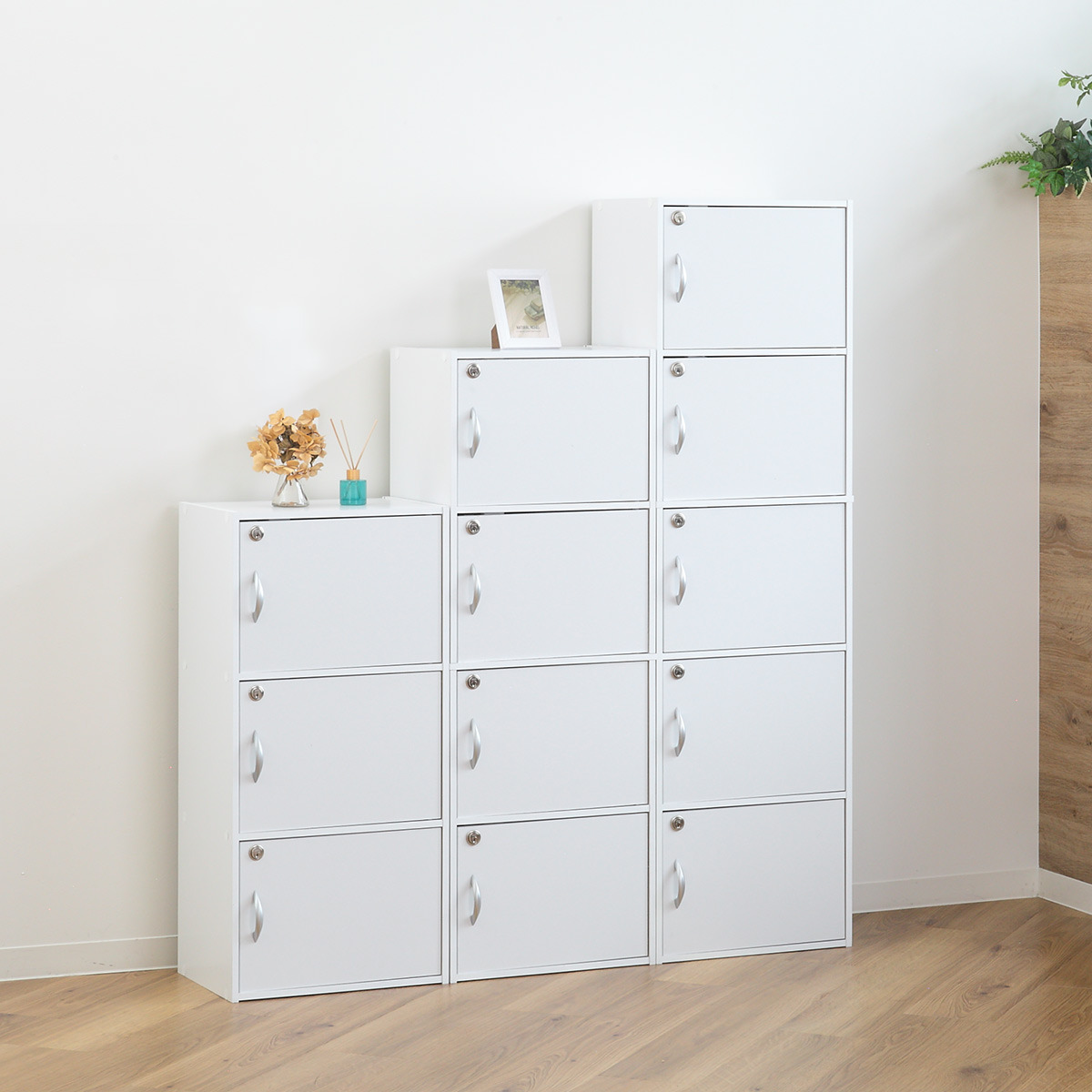 クロシオ カラーボックス 5段 全段鍵付 幅42cm （ 収納 家具 鍵付き 棚