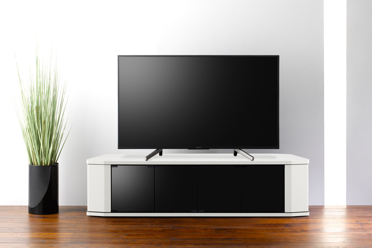 朝日木材加工 テレビ台 コーナー型 ワイド 木目調 スモークガラス 約幅