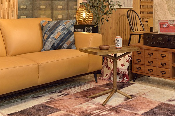 サイドテーブル 2WAY 天然木 幅54cm （ トレイ 高さ調節 木製 机