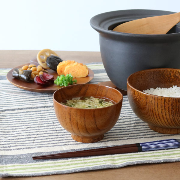 汁椀 木製 330ml 大和汁椀 棗 ナツメ 漆 天然木 （ お椀 椀 味噌汁椀