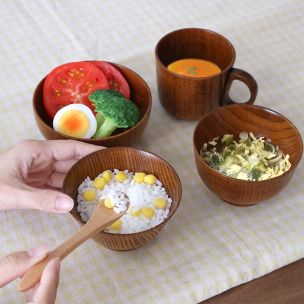 汁椀 子ども用 200ml 木製 漆 茶碗 同色6個セット （ お椀 椀 おわん