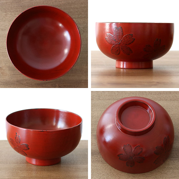 汁椀 木製 350ml さくら汁椀 漆 桜 天然木 同色6個セット （ お椀 椀