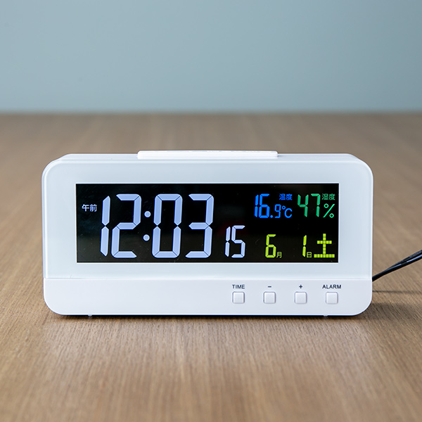 ノア精密 電波時計 置き型 目覚まし時計 多機能 カラーハープ