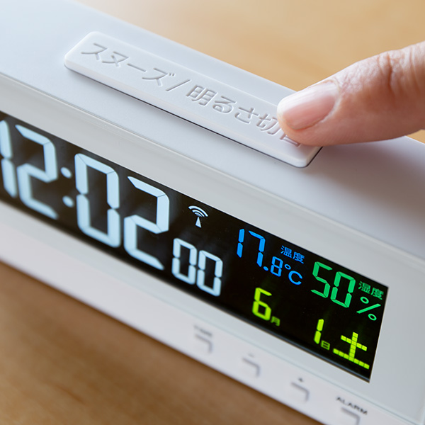 ノア精密 電波時計 置き型 目覚まし時計 多機能 カラーハープ